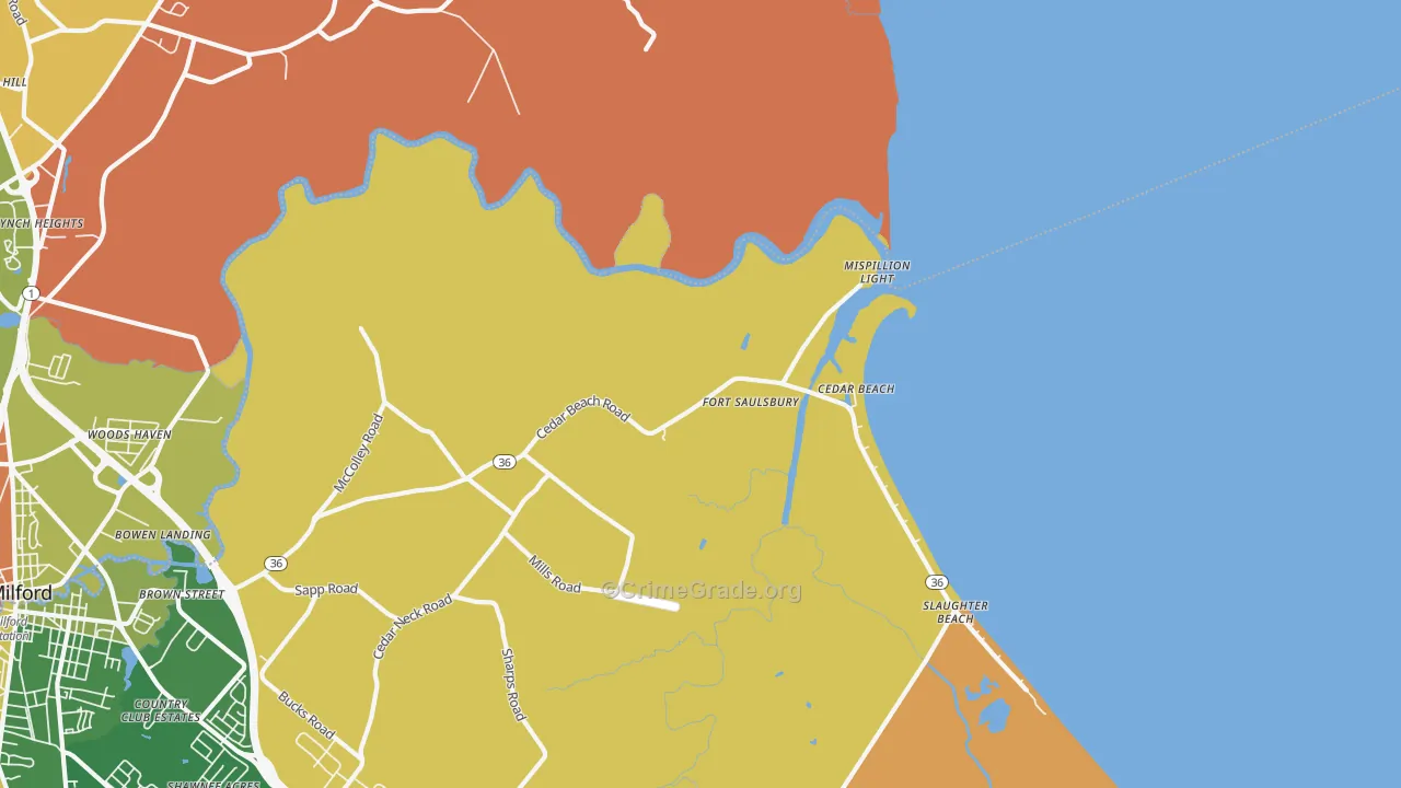 Mispillion Light, DE Map of Robbery Rates