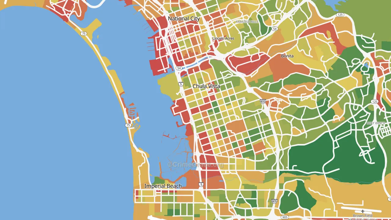 Mission Bay, San Diego, CA Map of Robbery Rates