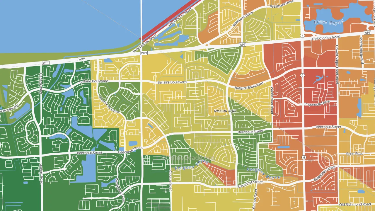 Mission Bend South, Mission Bend, TX Map of Robbery Rates
