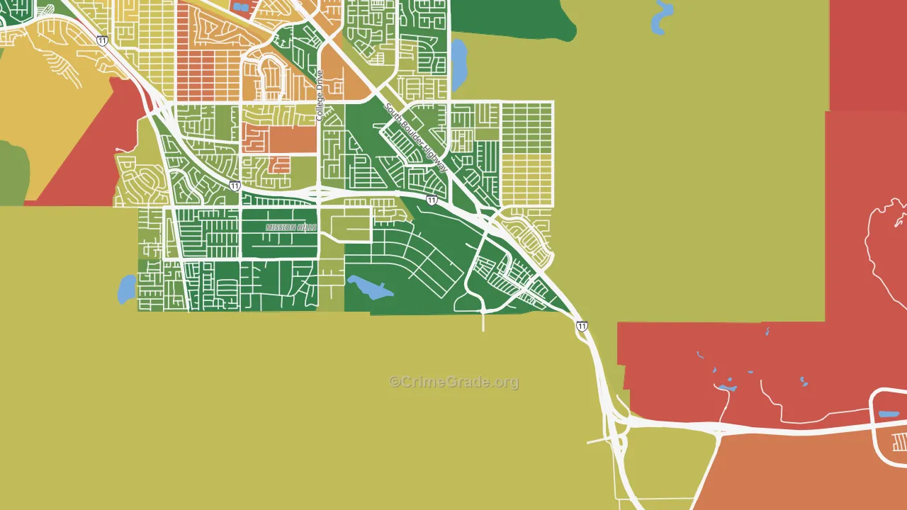 Mission Hills, Henderson, NV Map of Robbery Rates