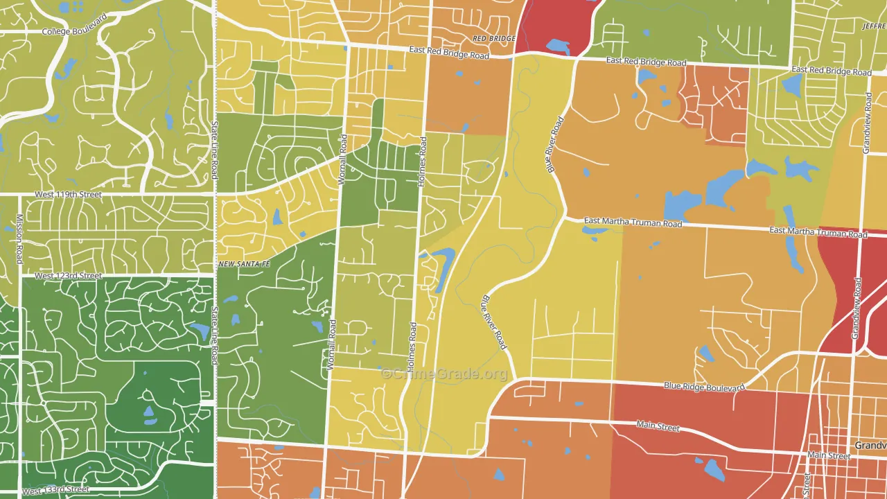 Mission Lake, Kansas City, MO Map of Robbery Rates