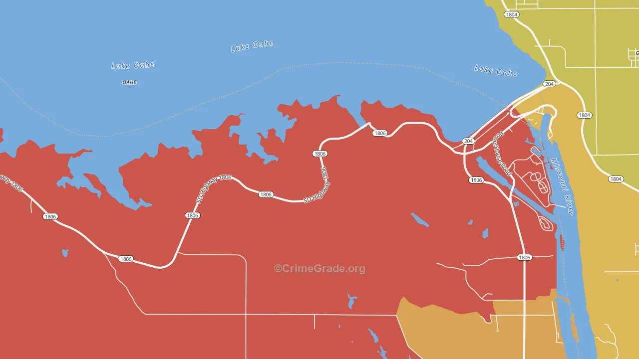 Mission Ridge, SD Map of Robbery Rates