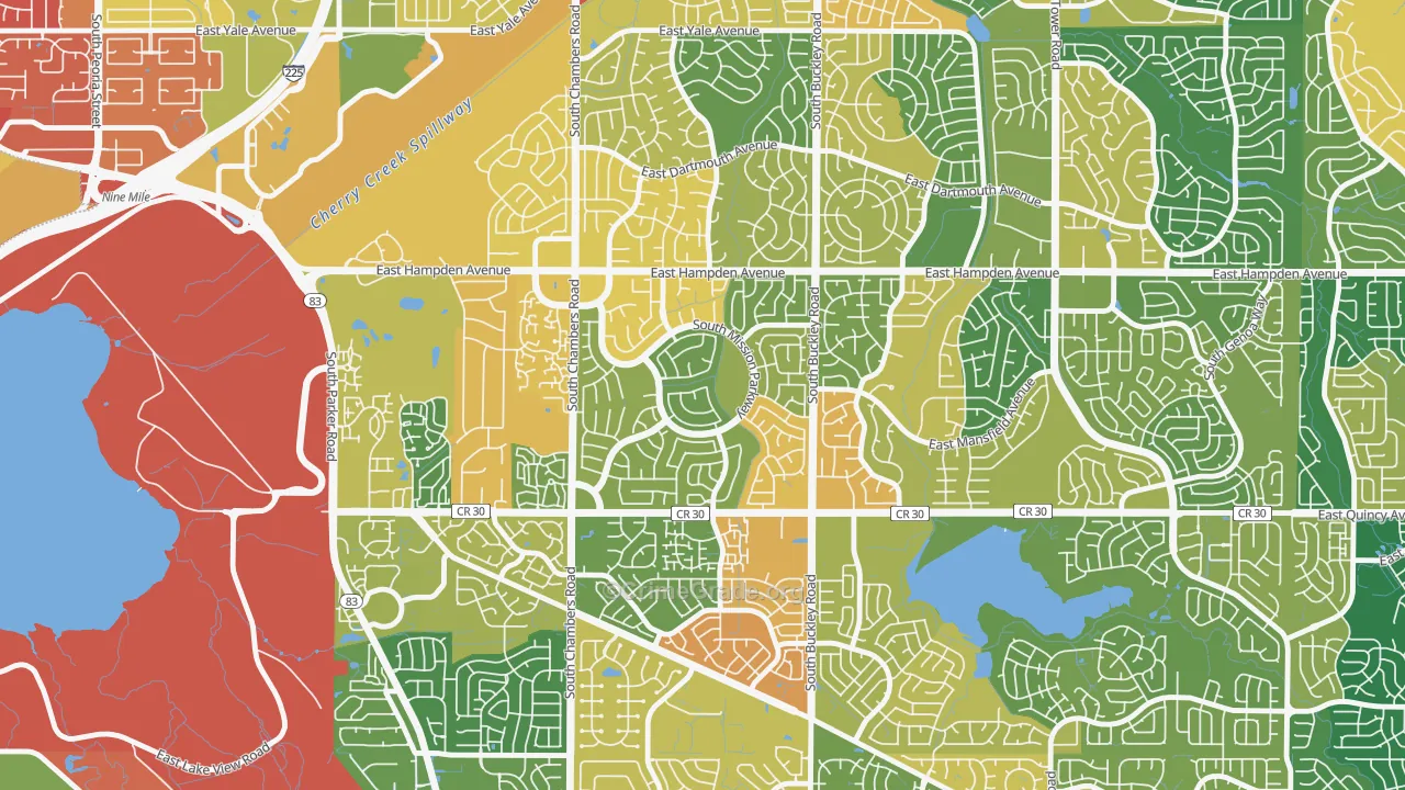 Mission Viejo, Aurora, CO Map of Robbery Rates