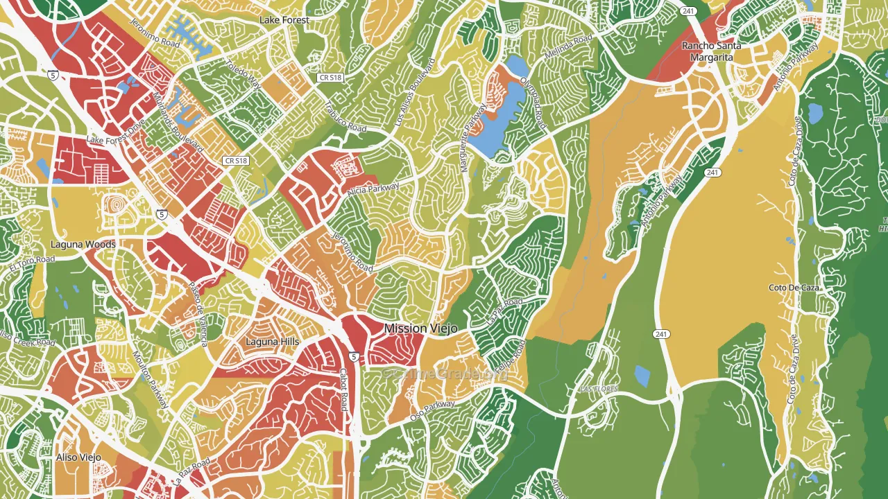Mission Viejo, CA Map of Robbery Rates