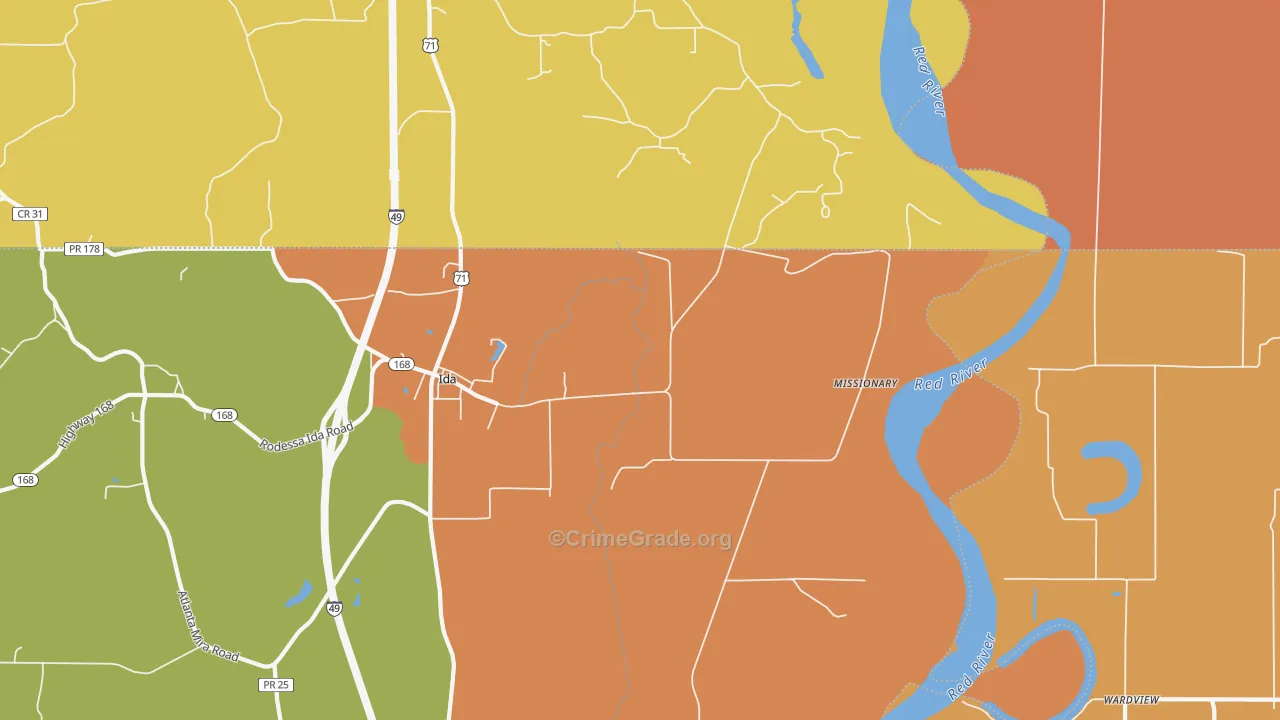 Missionary, LA Map of Robbery Rates