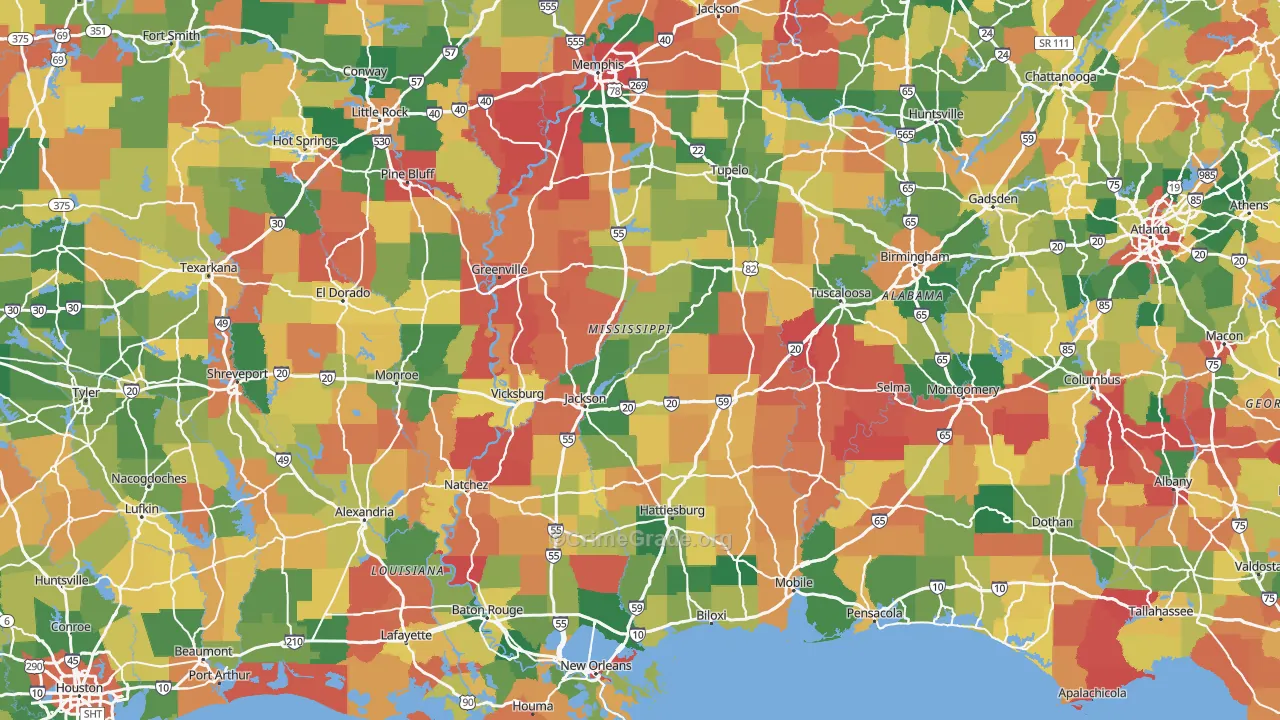 Mississippi Map of Robbery Rates