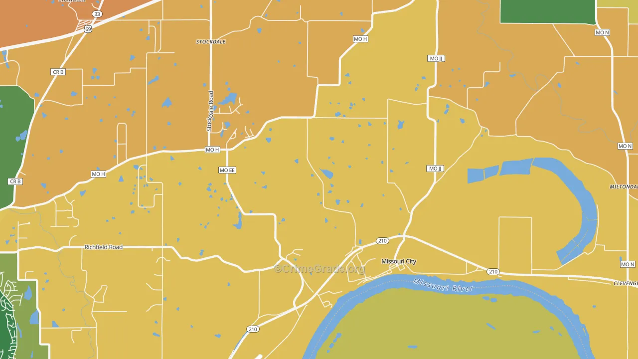 Missouri City, MO Map of Robbery Rates
