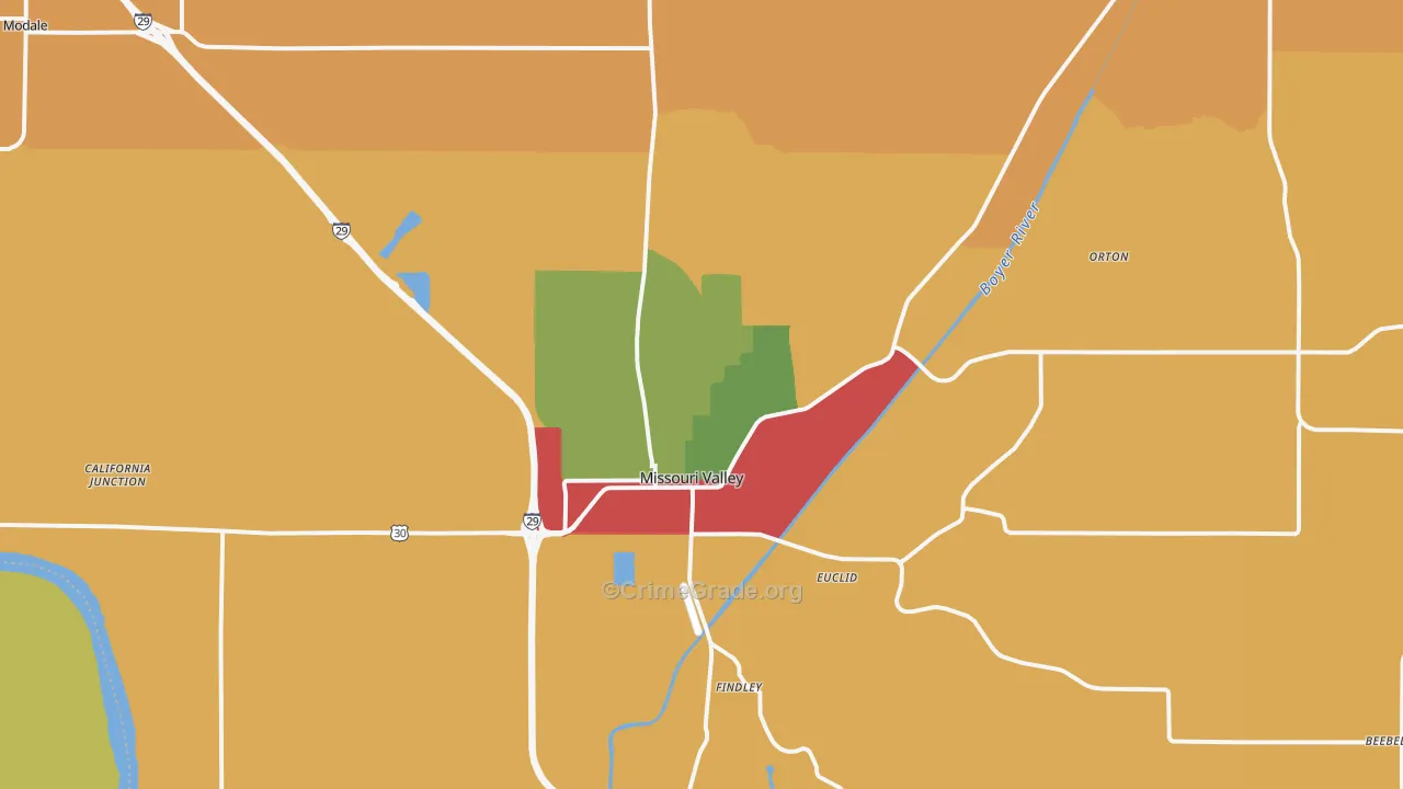 Missouri Valley, IA Map of Robbery Rates