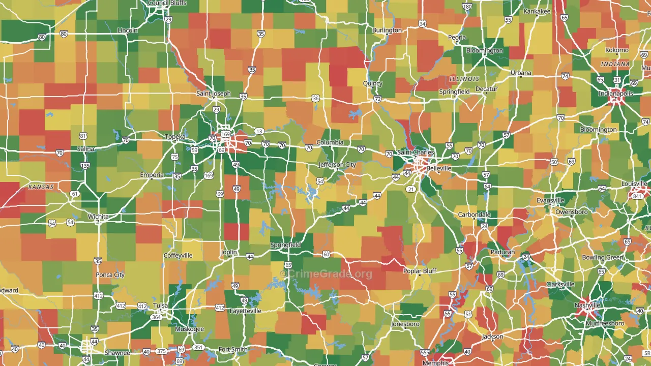 Missouri Map of Robbery Rates