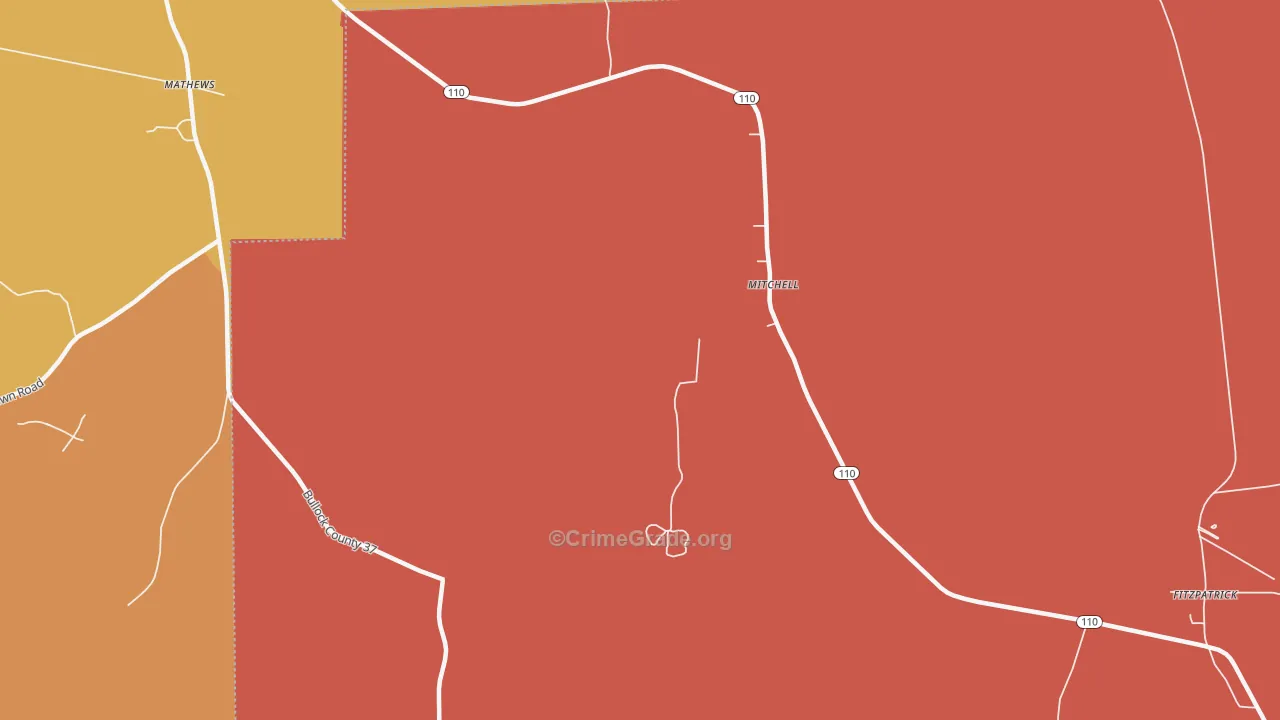 Mitchell, AL Map of Robbery Rates