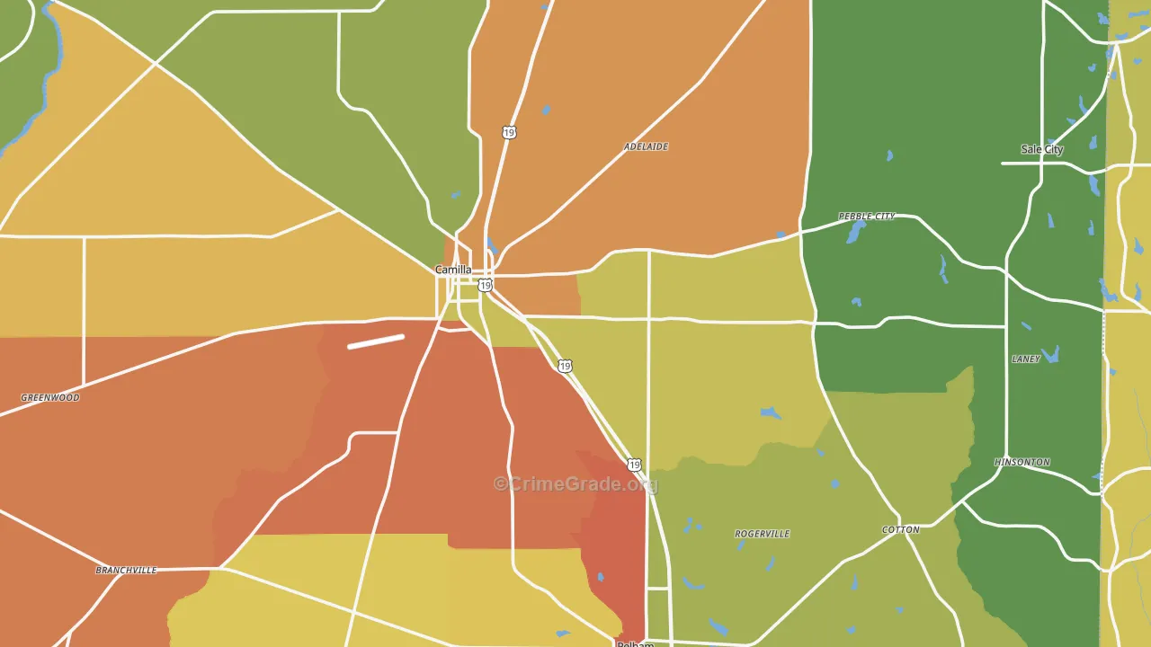 Mitchell County, GA Map of Robbery Rates