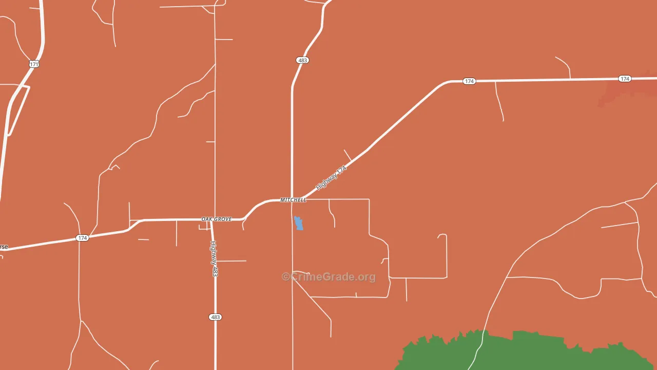 Mitchell, LA Map of Robbery Rates