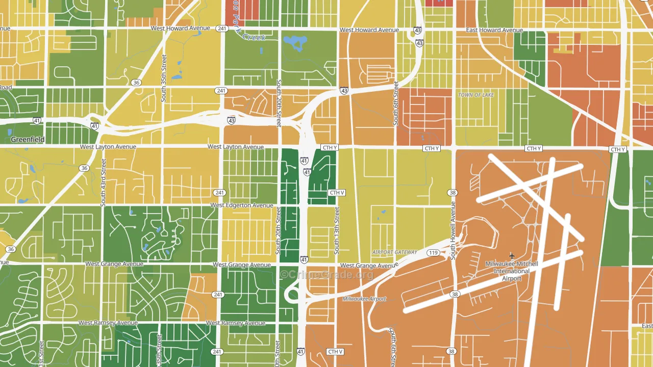 Mitchell West, Milwaukee, WI Map of Robbery Rates