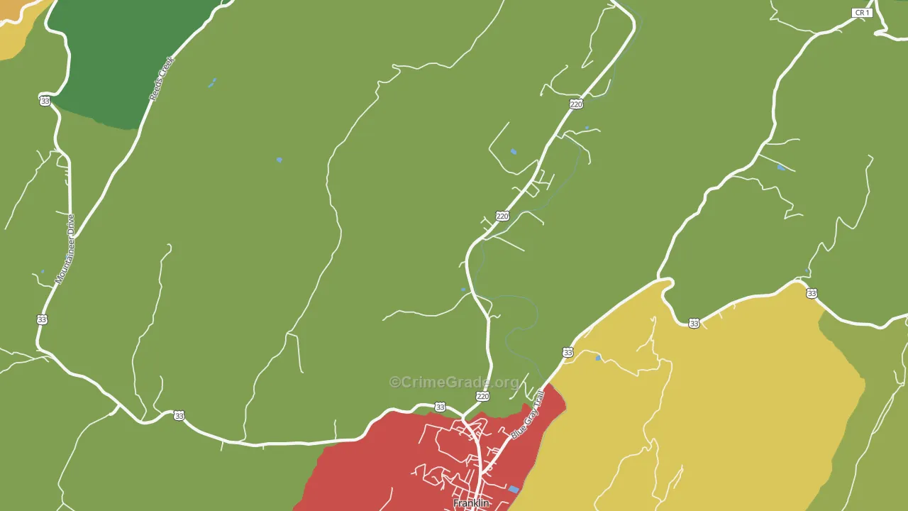 Mitchell, WV Map of Robbery Rates