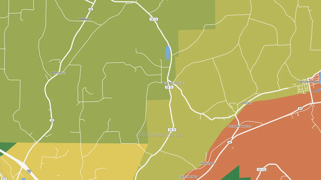 Mitchellsville, NY Map of Robbery Rates