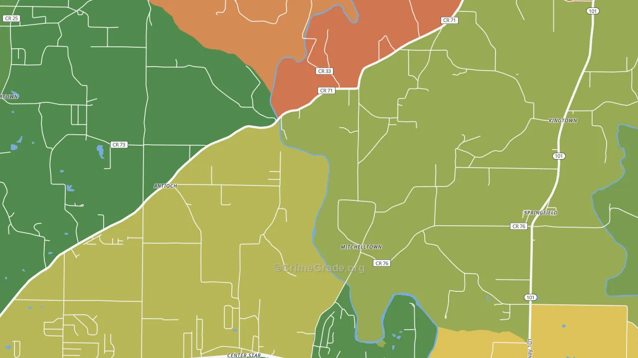 Mitchelltown, AL Map of Robbery Rates
