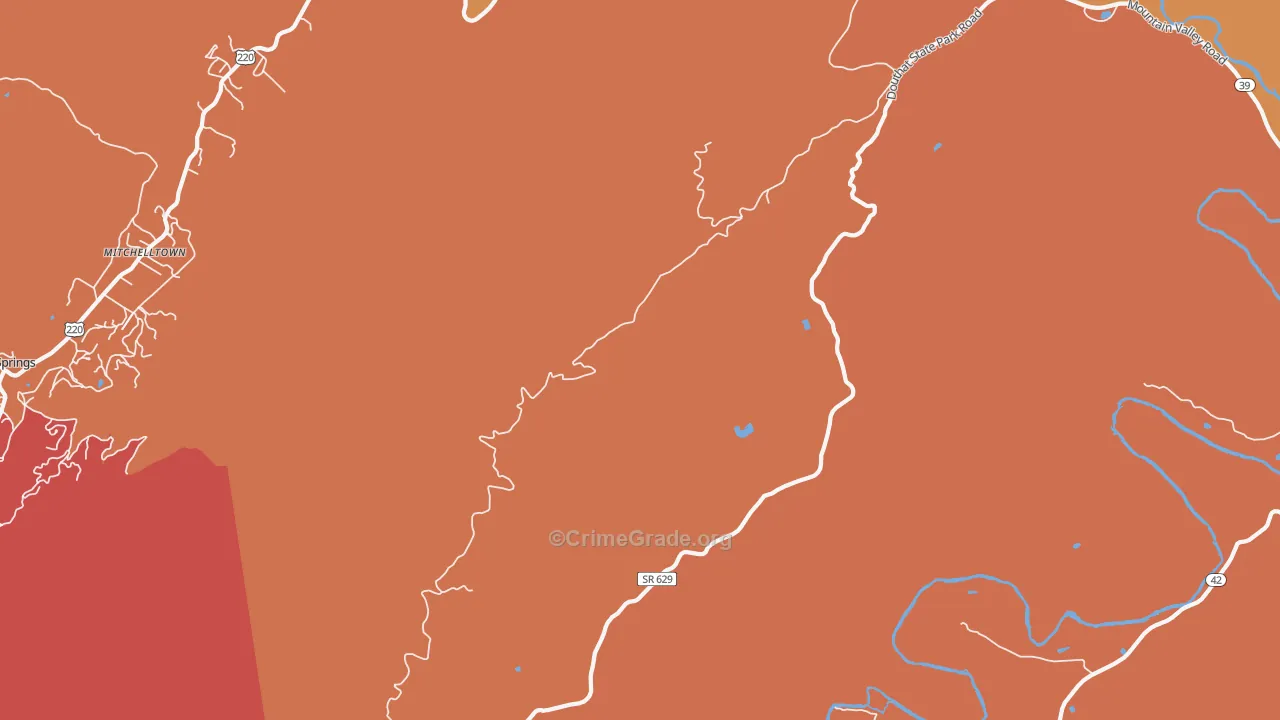 Mitchelltown, VA Map of Robbery Rates