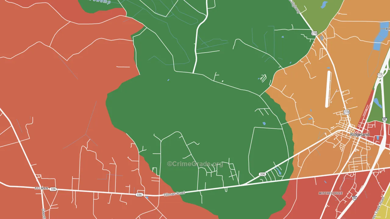 Mitchellville, SC Map of Robbery Rates