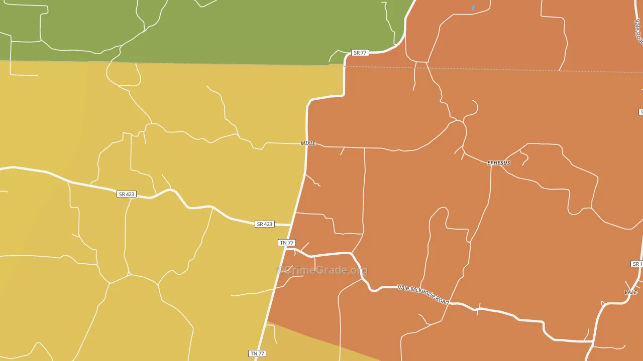 Mixie, TN Map of Robbery Rates