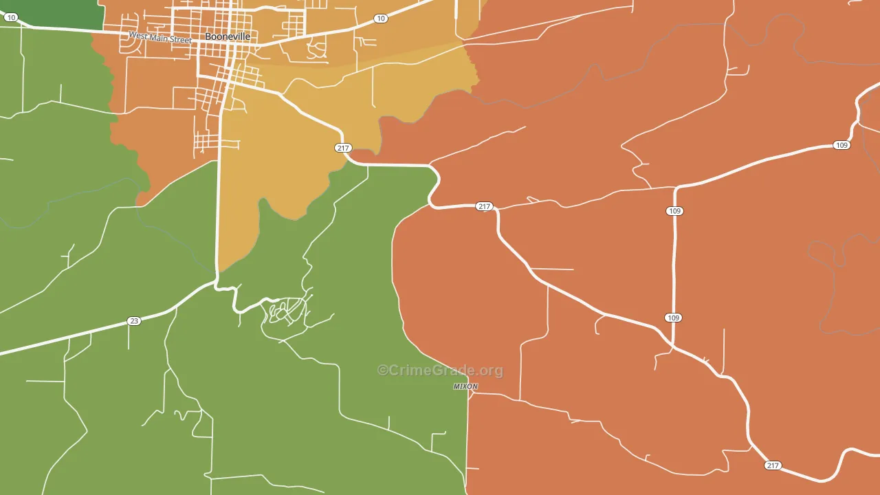 Mixon, AR Map of Robbery Rates