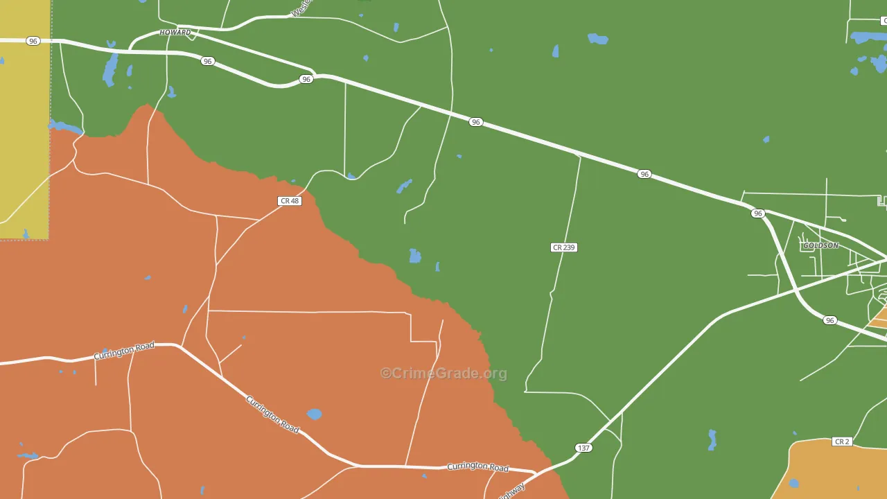 Mizell, GA Map of Robbery Rates