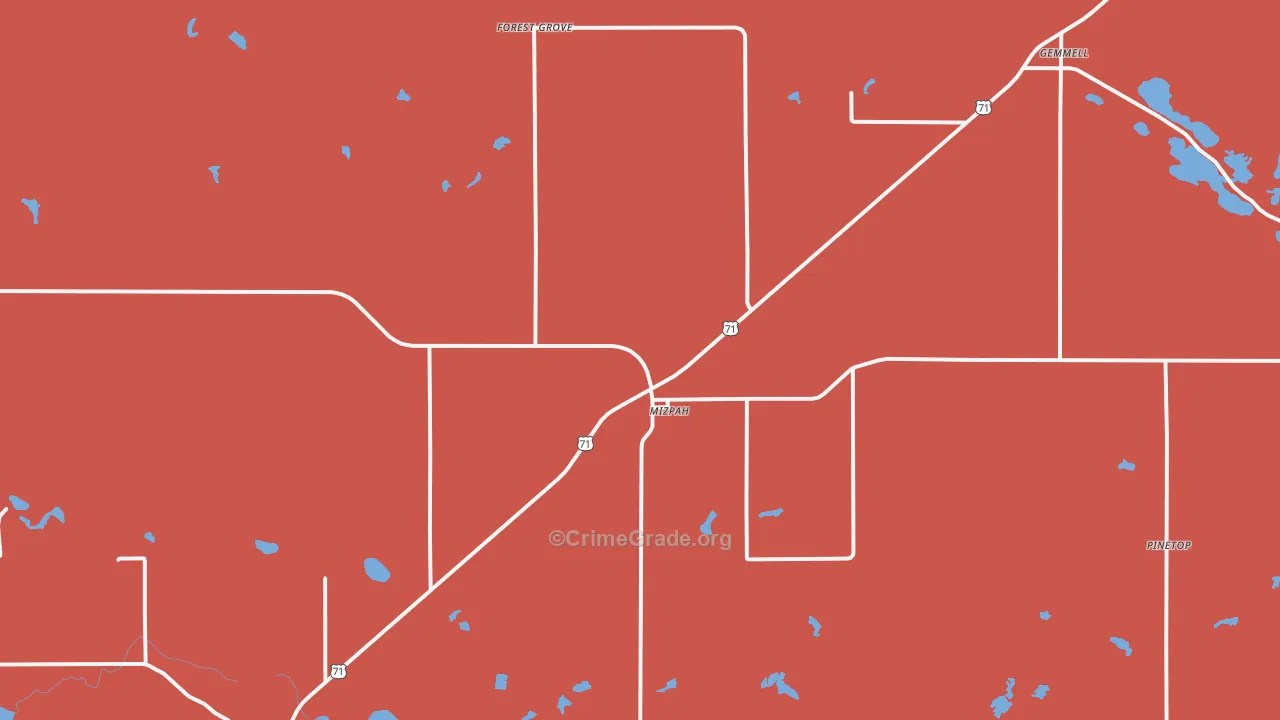 Mizpah, MN Map of Robbery Rates