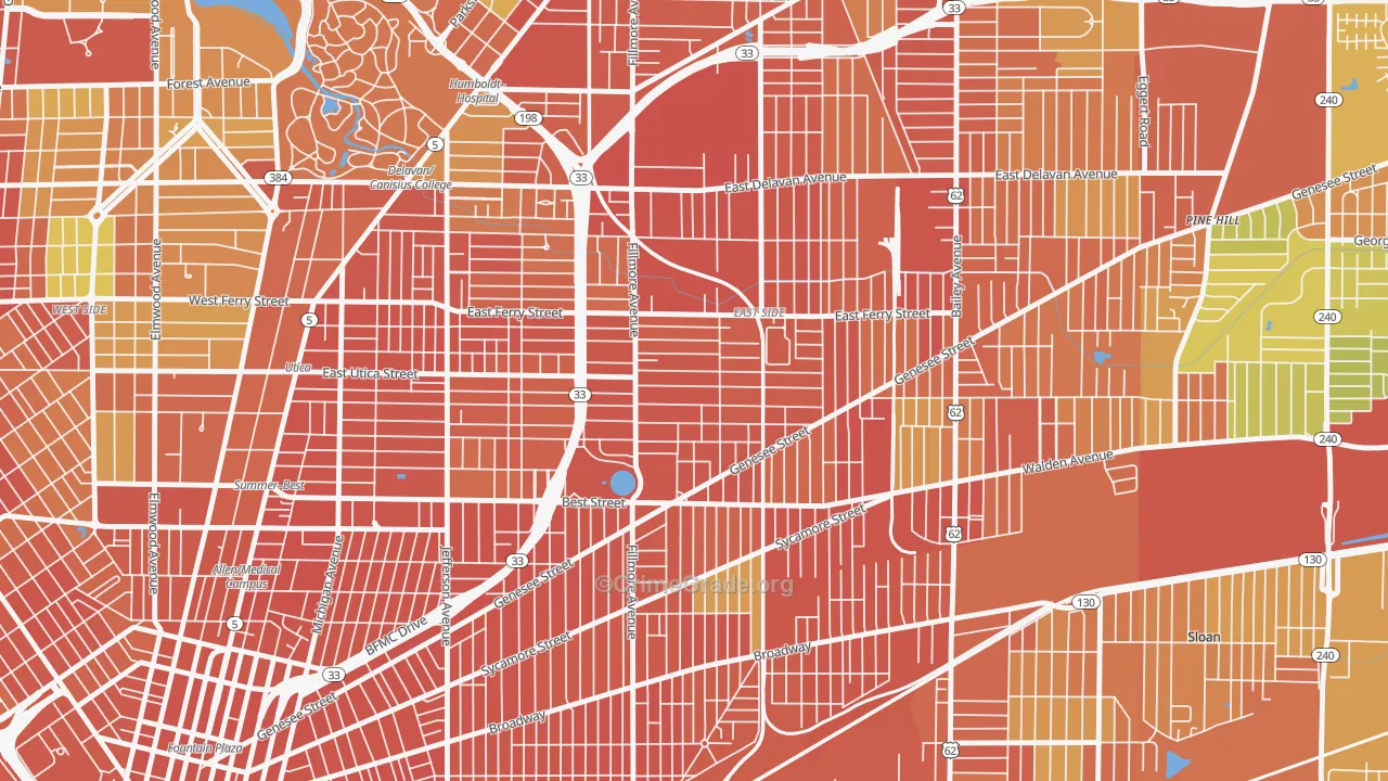 Mlk Park, Buffalo, NY Map of Robbery Rates