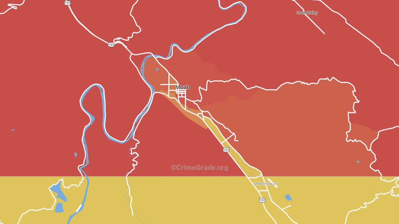 Moab, UT Map of Robbery Rates