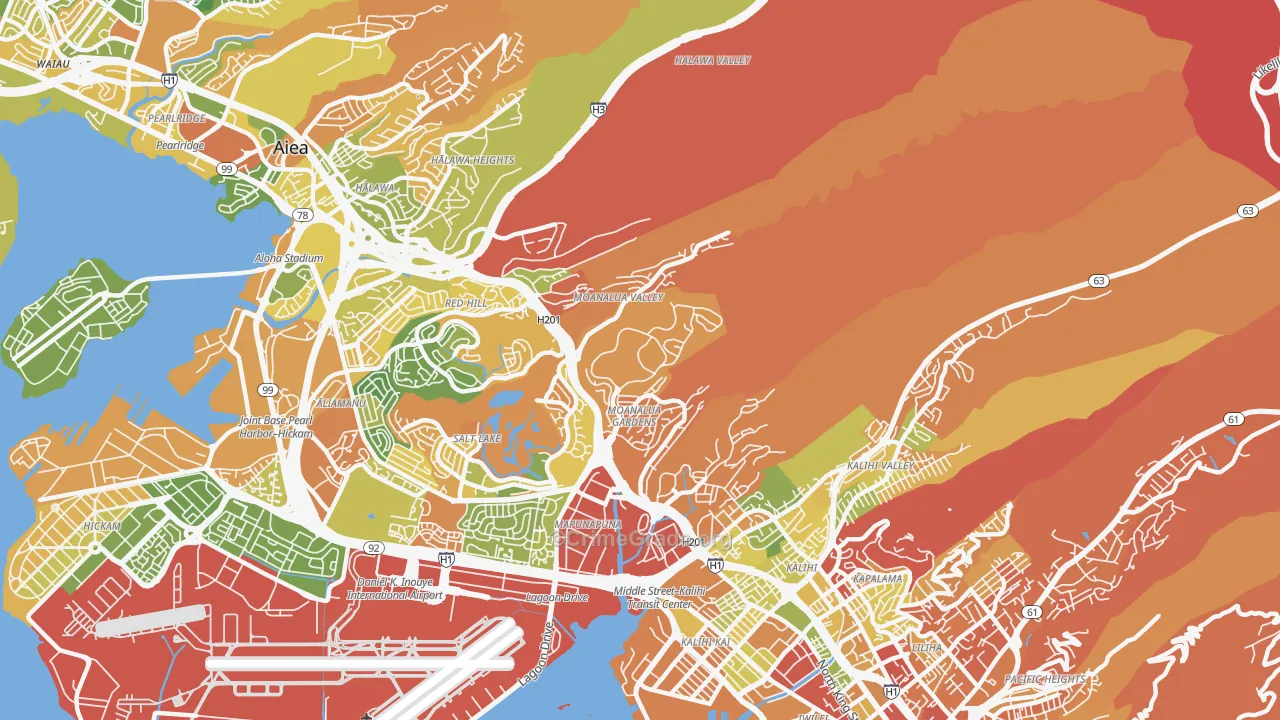 Moanalua, Honolulu, HI Map of Robbery Rates