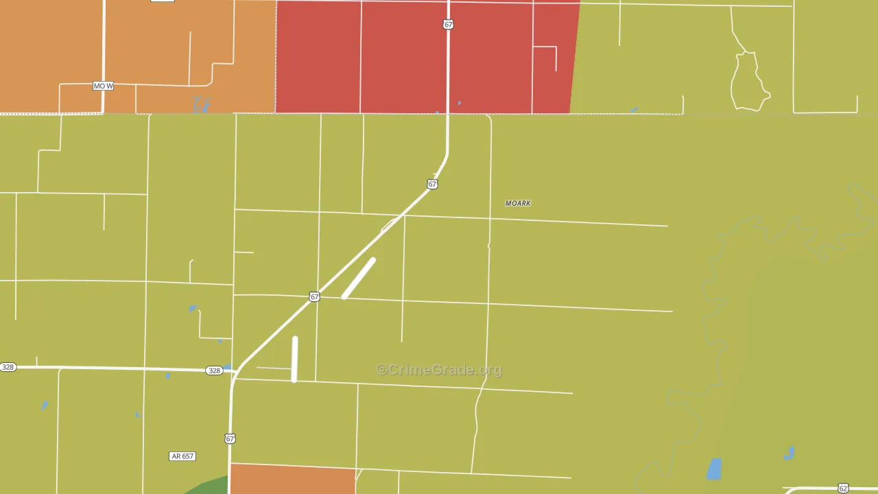 Moark, AR Map of Robbery Rates