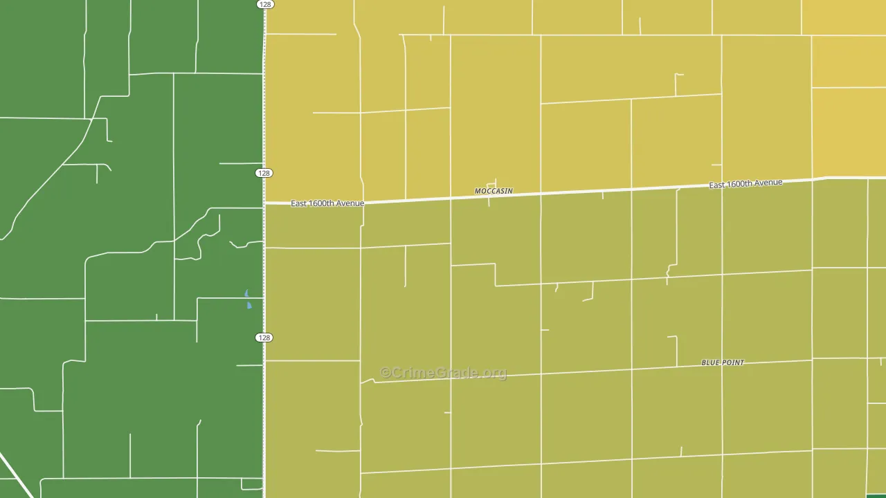 Moccasin, IL Map of Robbery Rates