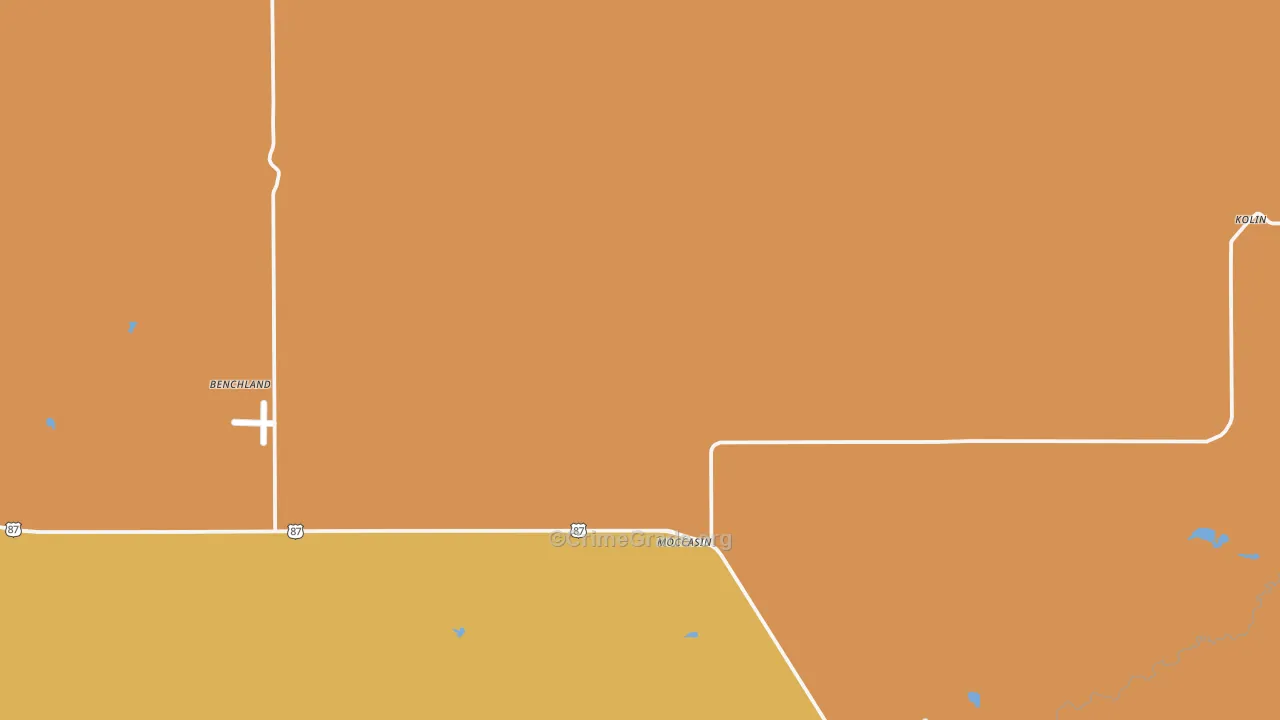 Moccasin, MT Map of Robbery Rates