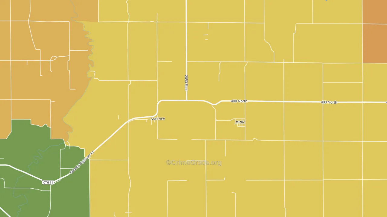 Mode, IL Map of Robbery Rates