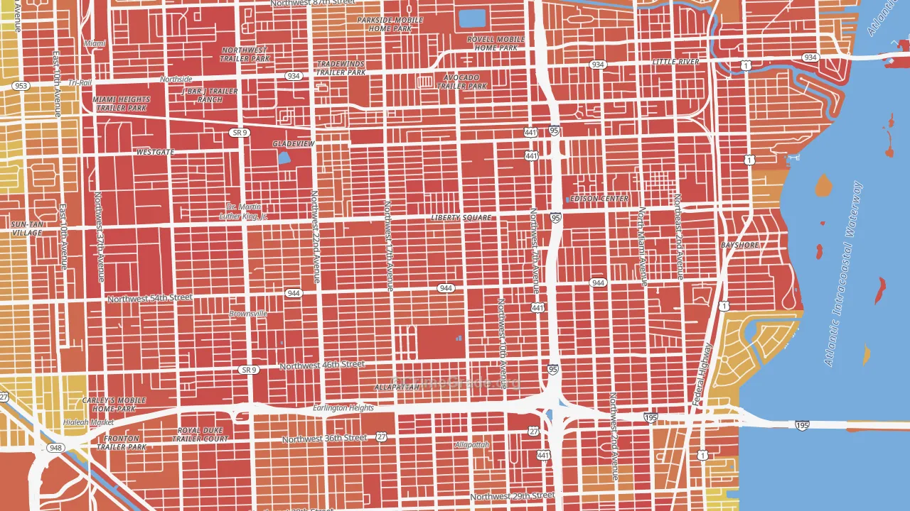 Model City, Miami, FL Map of Robbery Rates