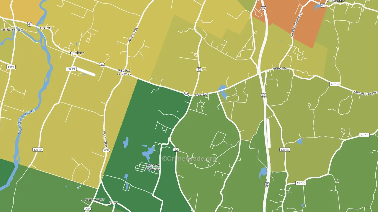 Modena, NY Map of Robbery Rates