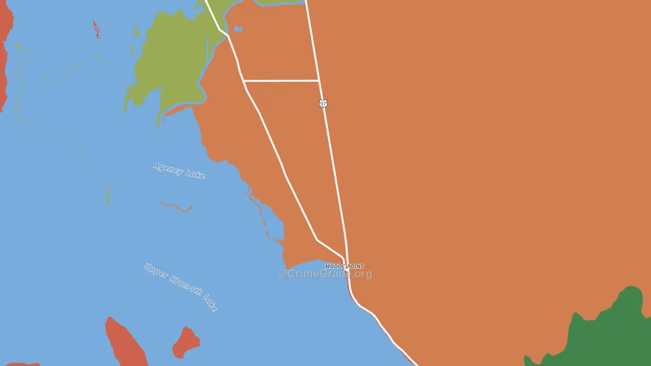 Modoc Point, OR Map of Robbery Rates