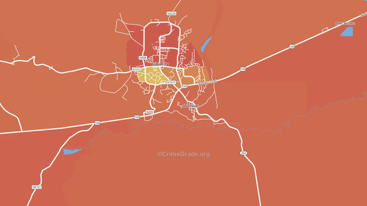 Moenkopi, AZ Map of Robbery Rates
