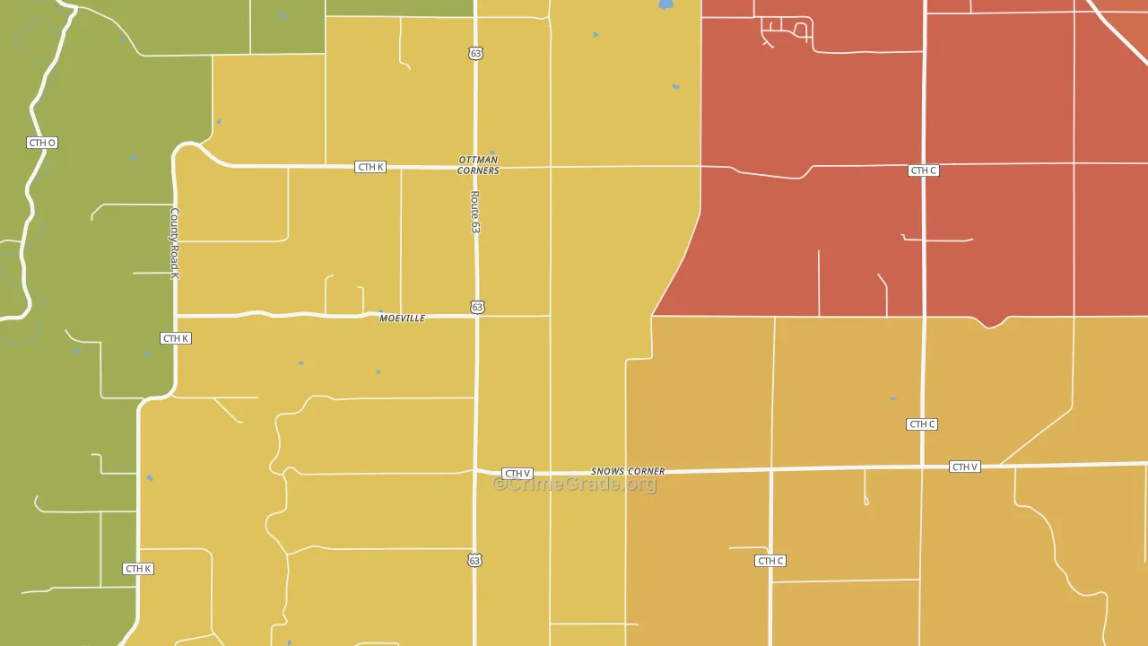 Moeville, WI Map of Robbery Rates