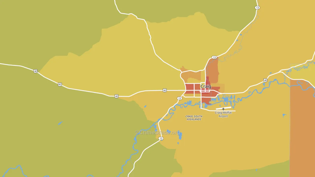 Moffat County, CO Map of Robbery Rates