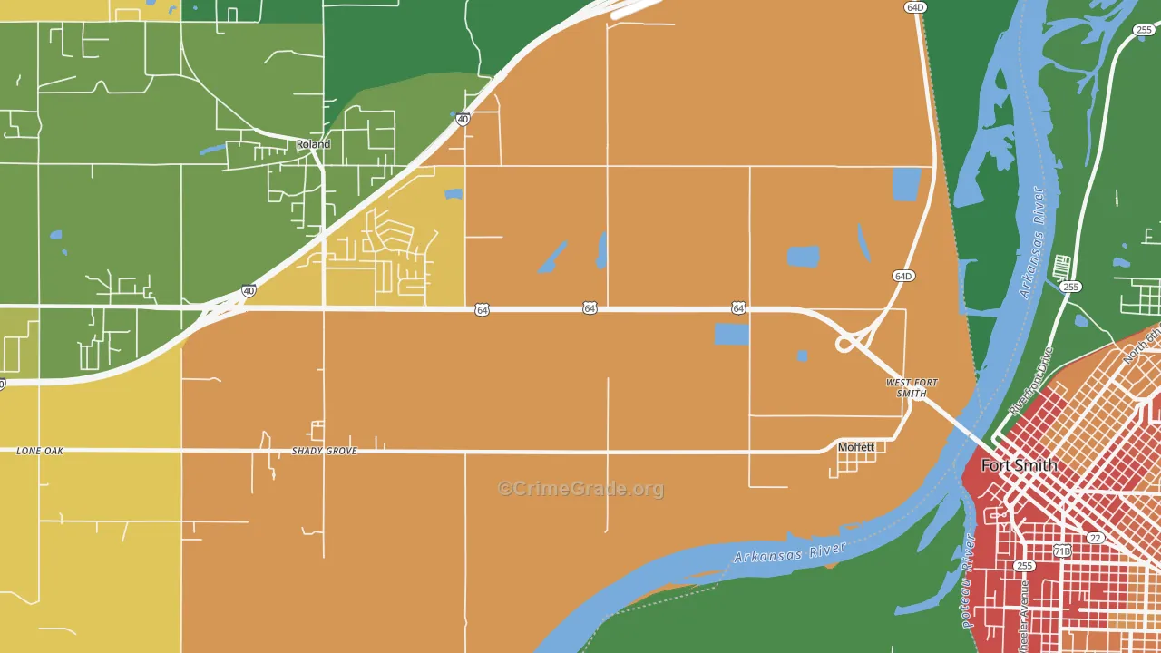 Moffett, OK Map of Robbery Rates