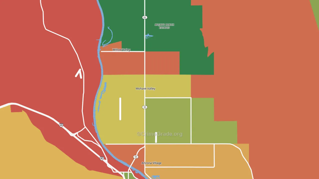 Mohave Valley, AZ Map of Robbery Rates