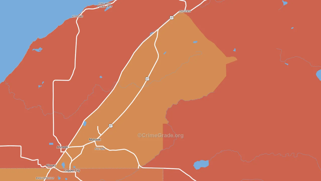 Mohawk, MI Map of Robbery Rates