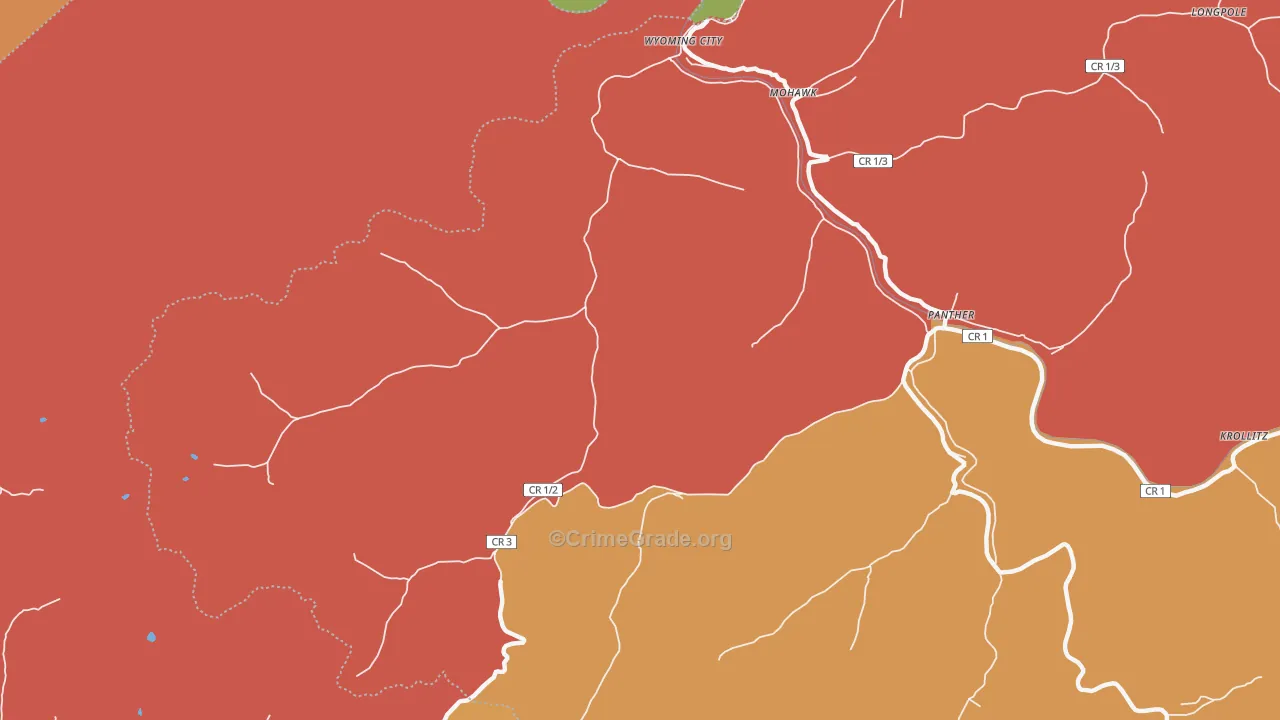 Mohawk, WV Map of Robbery Rates