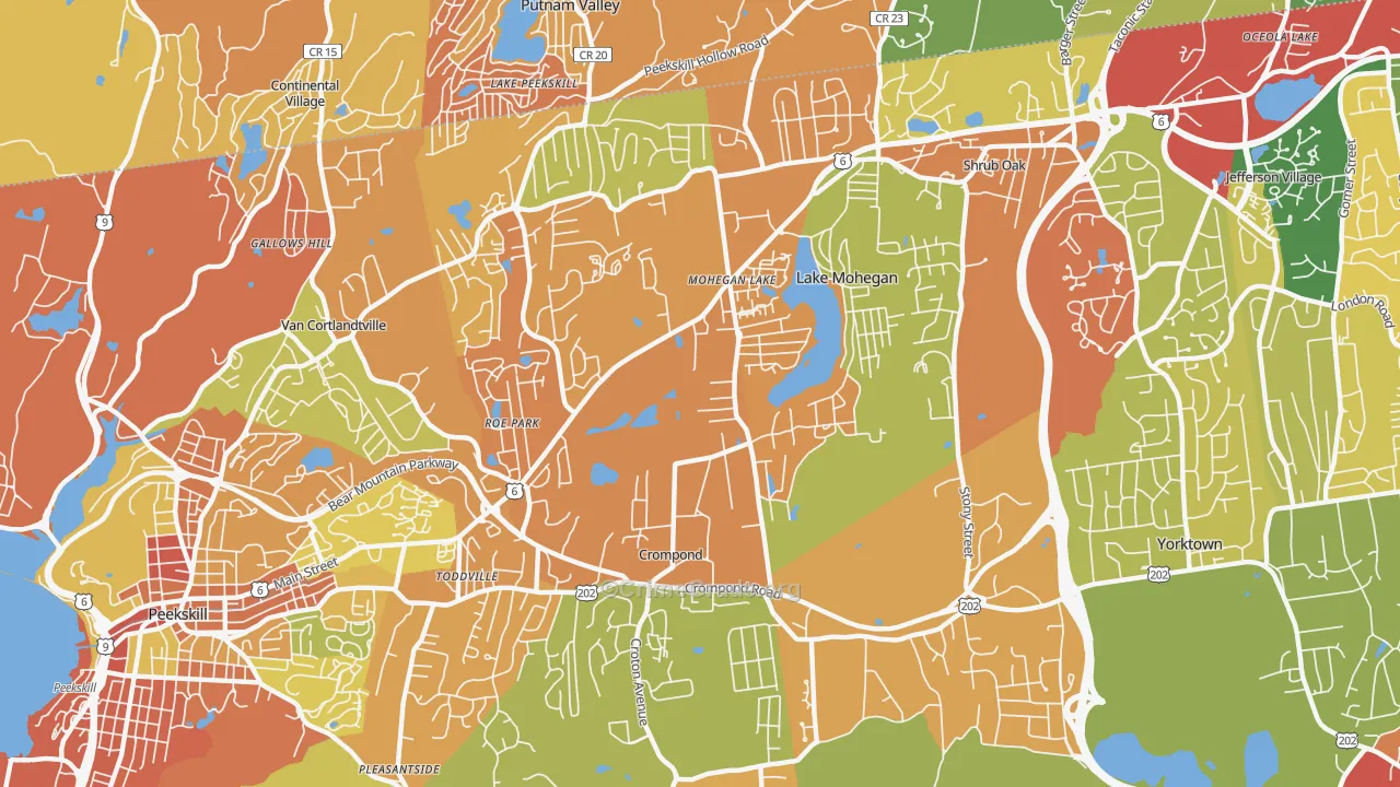 Mohegan Lake, NY Map of Robbery Rates