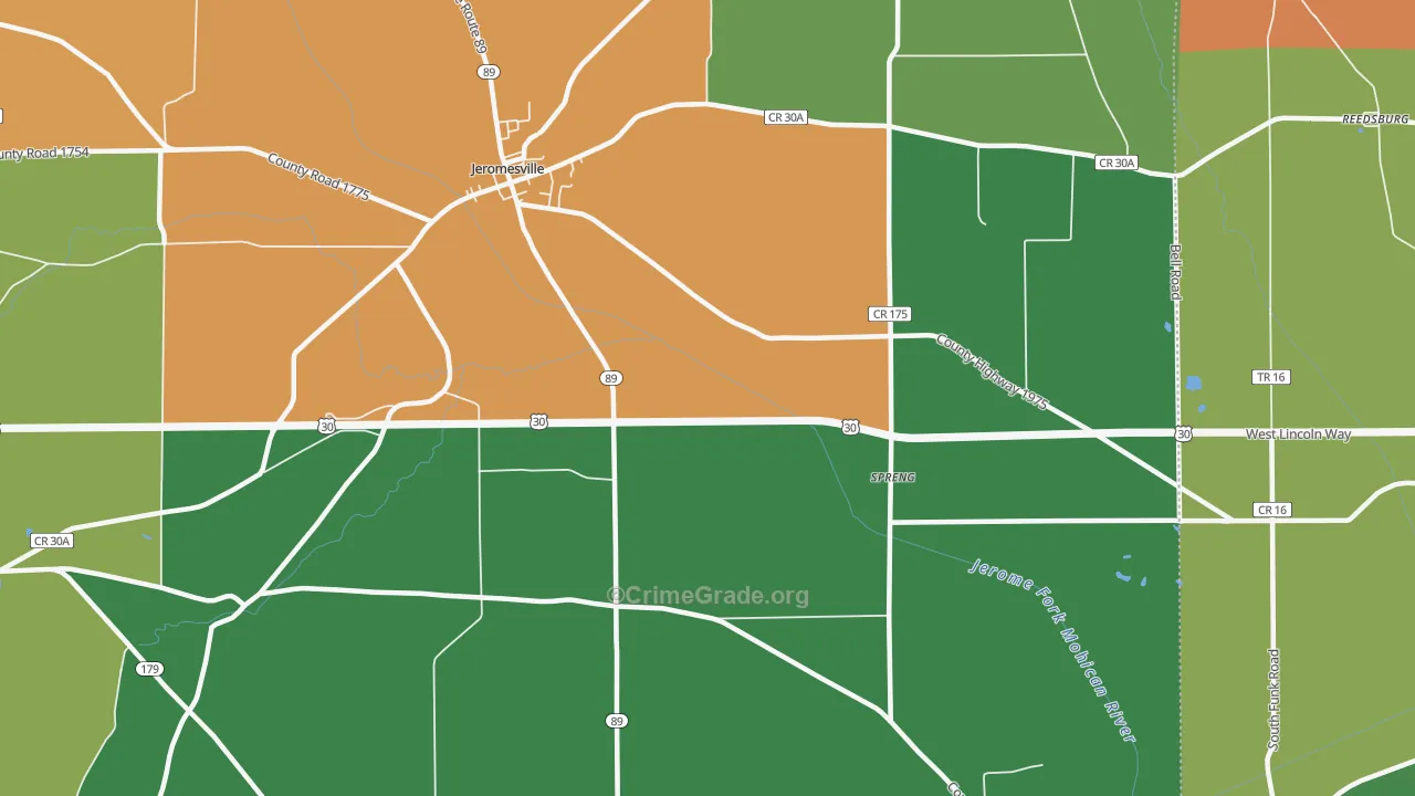 Mohicanville, OH Map of Robbery Rates