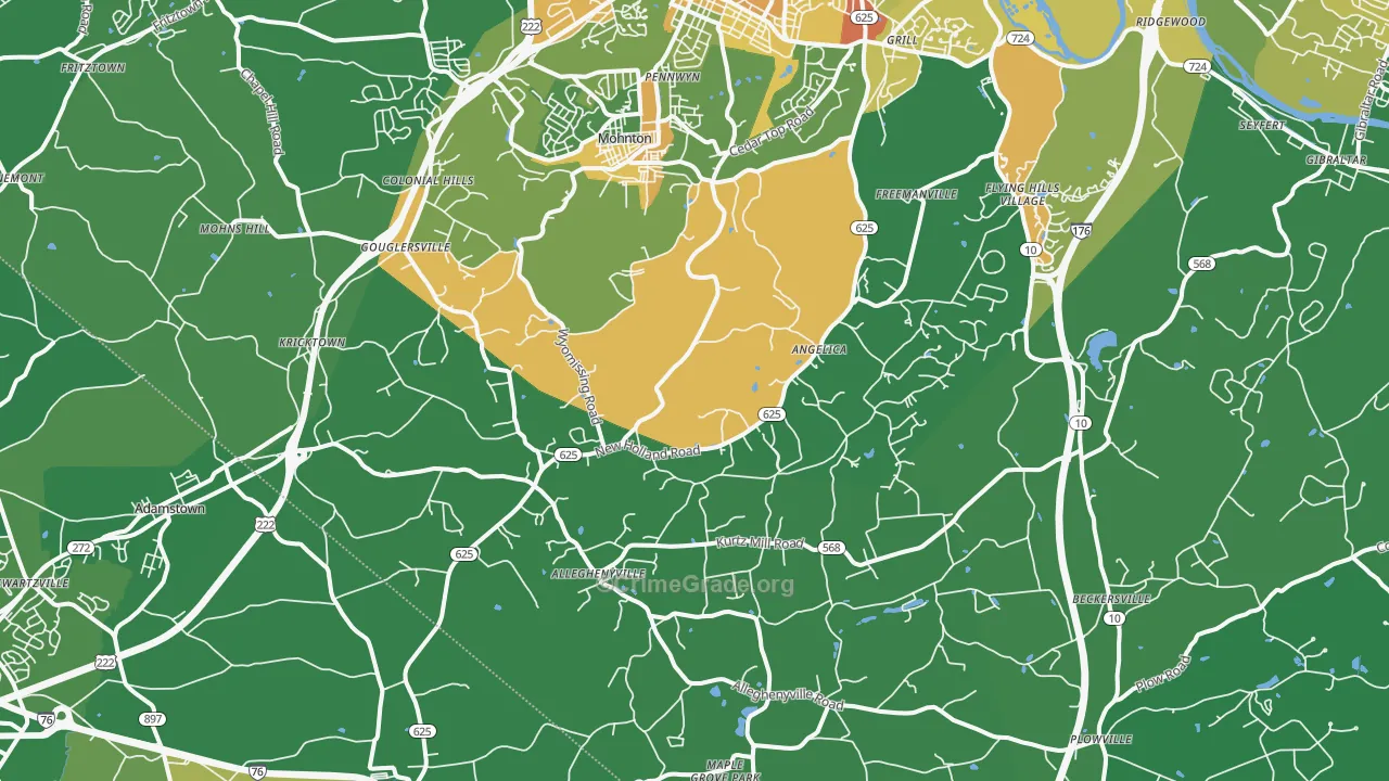 Mohnton, PA Map of Robbery Rates