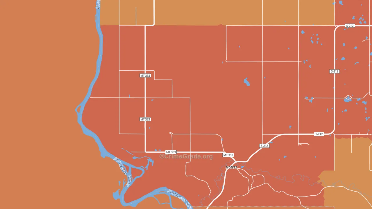 Moiese, MT Map of Robbery Rates