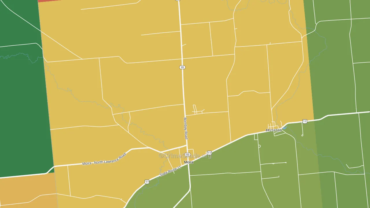 Moira, NY Map of Robbery Rates