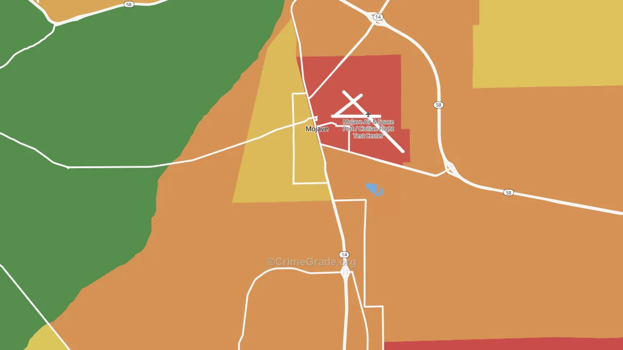 Mojave, CA Map of Robbery Rates