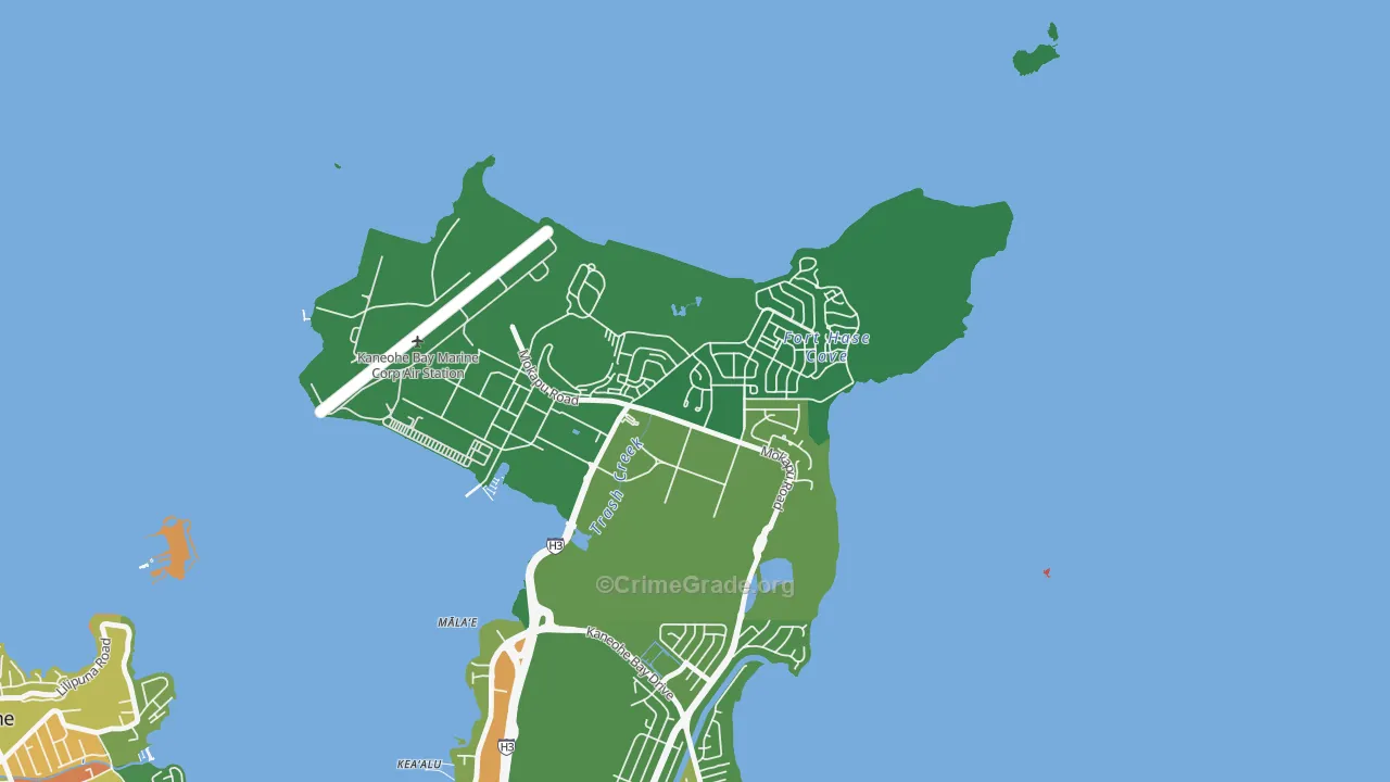 Mokapu, Kaneohe Station, HI Map of Robbery Rates